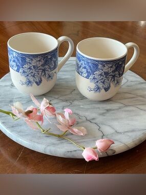 Wedgwood Home Set of 2 Coffee/Tea Cups in "Vintage Blue" Grapevine Pattern